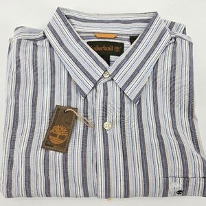 NWT Timberland SUMMER KEY sz XXL BLUE STRIPE Button Down Dress Casual SHIRT